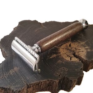 Handmade razor in Irish bog oak, 5th anniversary gift for him. image 3