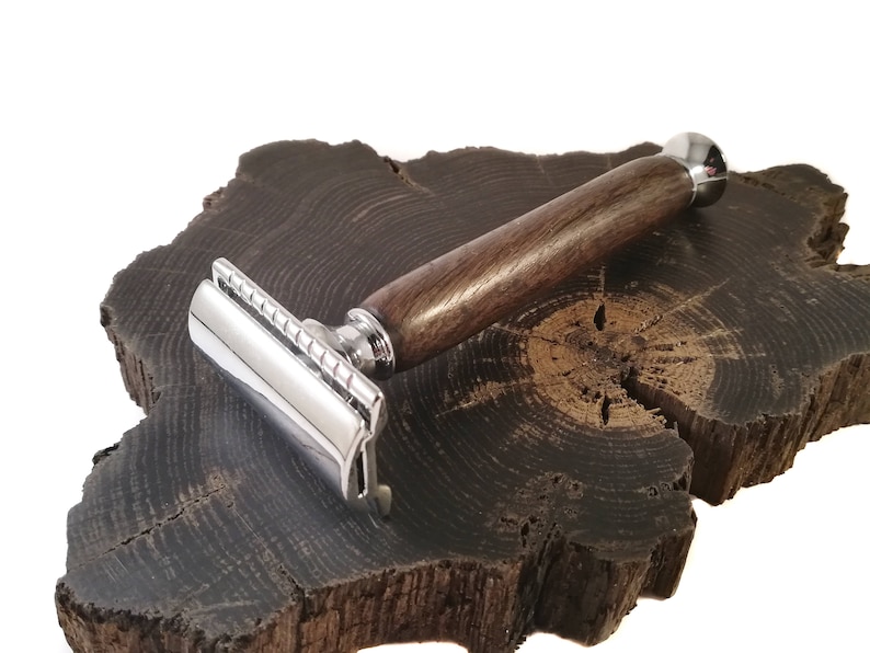 Handmade razor in Irish bog oak, 5th anniversary gift for him. image 3