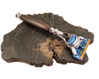 Handmade Gillette fusion razor in Irish bog oak, 5th anniversary gift for him.