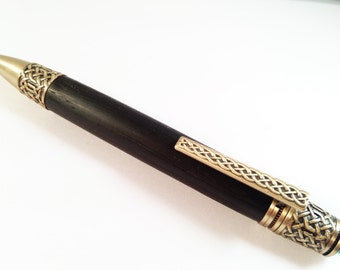 Irish handmade gift pen in Bog oak. Personalized pen for 5th anniversary gift.