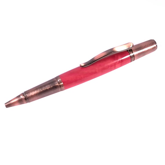 Custom Wooden Pen in Pink Ivory Wood and Copper. Etsy