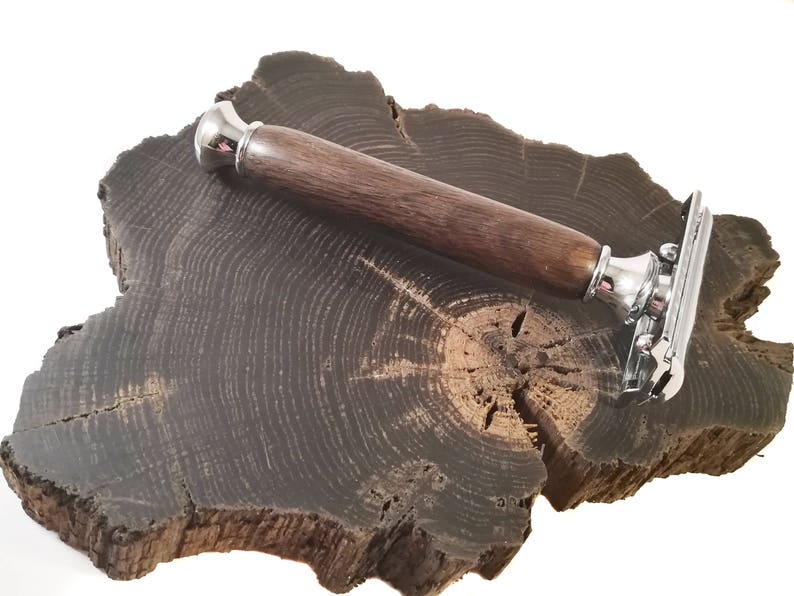 Handmade razor in Irish bog oak, 5th anniversary gift for him. image 2