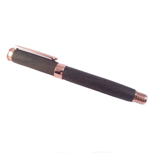 Personalized copper fountain pen in Irish Bog Oak.