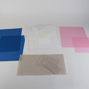 Retailles papier transparent couleur, morceaux de papier translucide bleu-rose pour : bricolage, reliure, scrapbooking, papier pour création