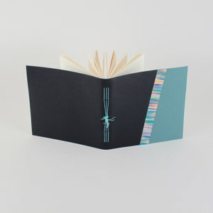 Teal and navy blue leather notebook, pale turquoise travel book, leather personal diary, soft journal : writer, stories, calligraphy ...