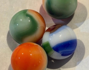 Vintage corkscrew marbles four glass marbles