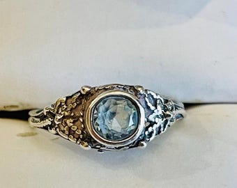 Vintage 925 silver ring Signed KC size 6 Victorian style dainty