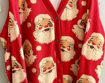 Retro Santa face cardigan 3XL OUFISUN