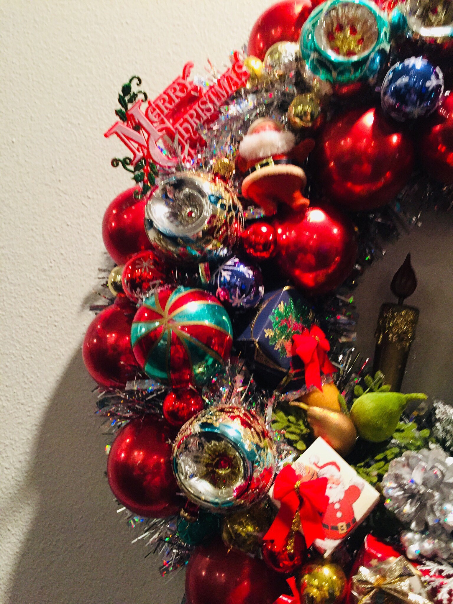 Vintage 20 tinsel Christmas Wreath hand decorated with Etsy