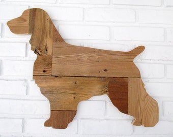 Rustic Cocker Spaniel Reclaimed Wood Dog Wall Art #7077