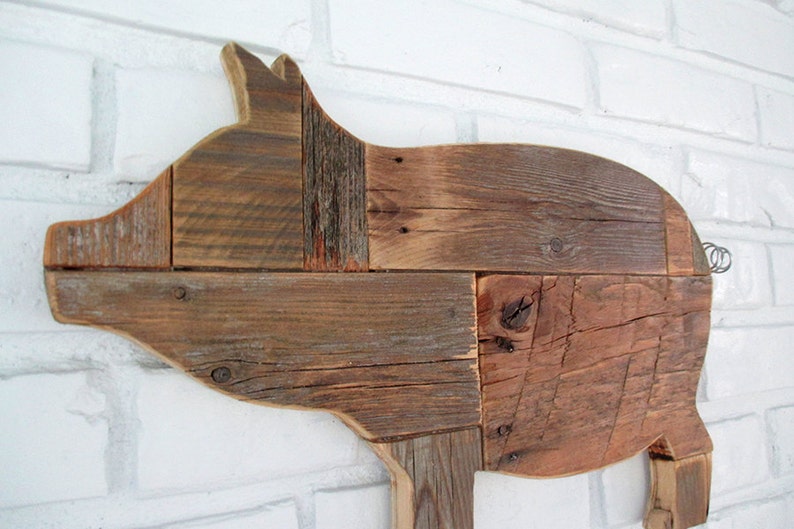 Rustic Wooden Pig Sign Wall Decor Reclaimed Wood Pig Country Etsy