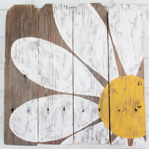 Rustic Barn Daisy Wildflower Wall Decor Country Farm Fence Folk Art