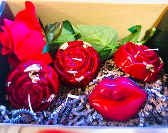 Valentine’s Day gift box/ Vday candles/ candle roses
