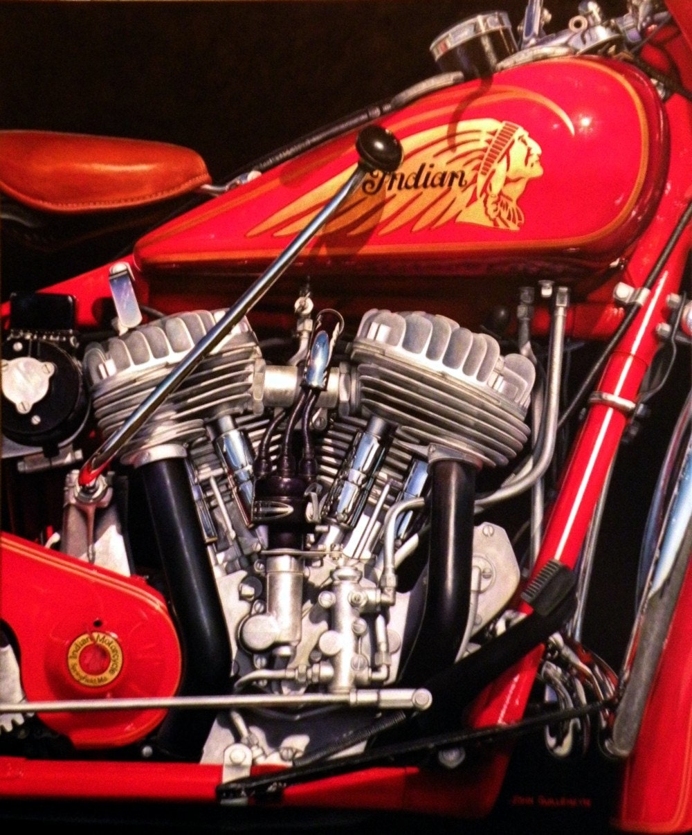 1936 Indian Chief Motorcycle Wall Decor Limited Edition Custom - Etsy