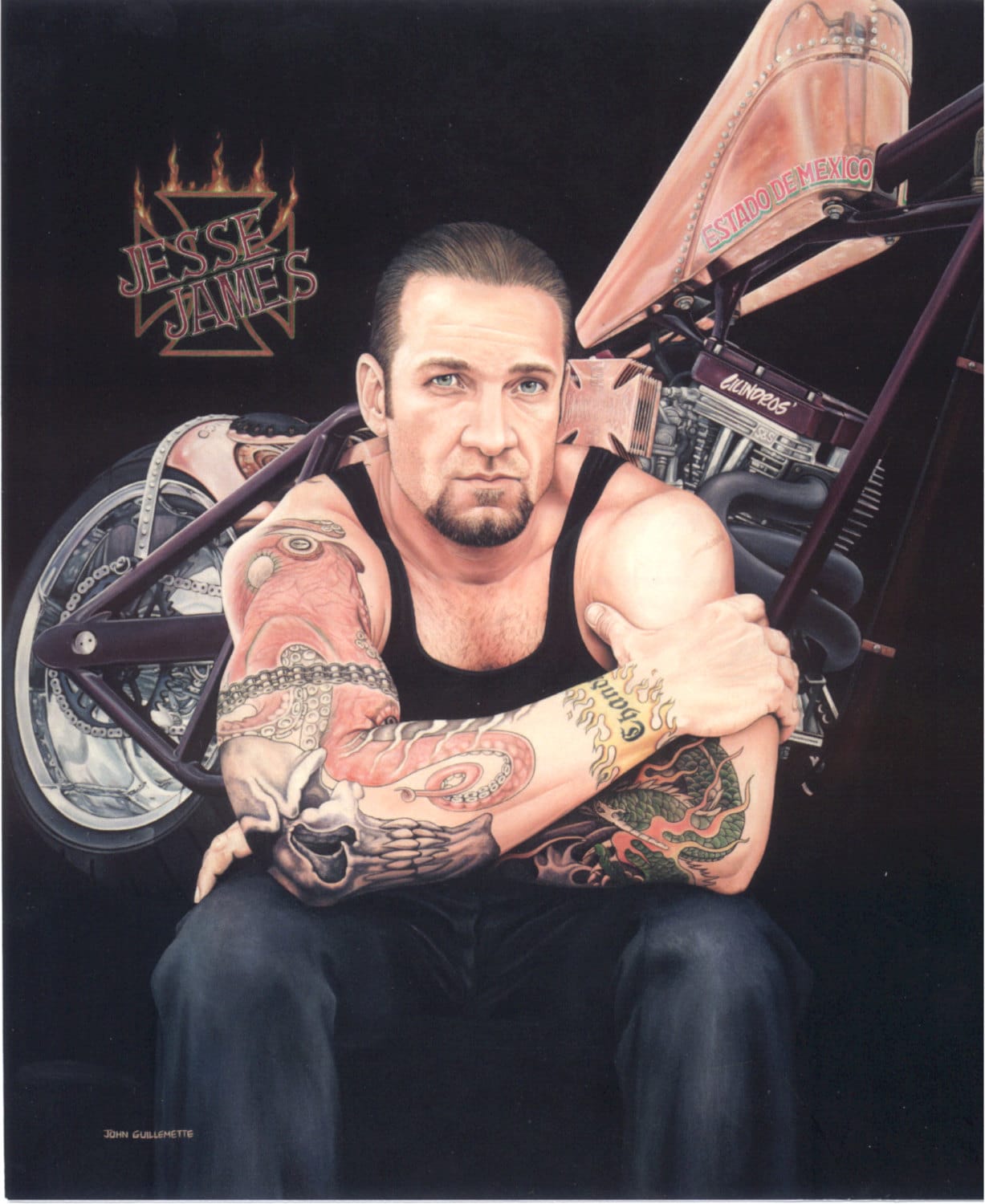 Motorcycle Art, Jesse James Portrait 18x24 Wall Art Limited Edition