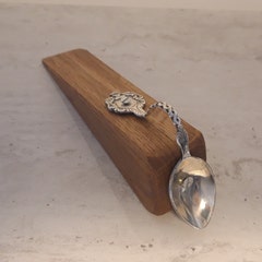 Handmade, elegant wood door stop wedge with vintage teaspoon handle 3.