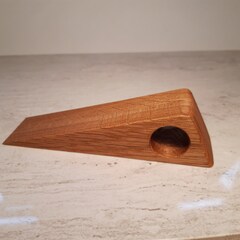 Handmade, elegant oak wood door stop wedge.