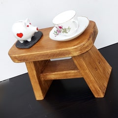 Handmade wooden step stool 14,milking stool,child's stool,chunky rustic 