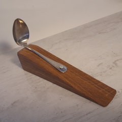 Handmade, elegant wood door stop wedge with vintage teaspoon handle 2.