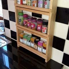 Handmade three tier spice rack. Pallet and repurposed wood.