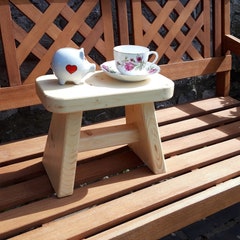 Handmade wooden step stool, milking stool, child's stool, chunky, rustic.