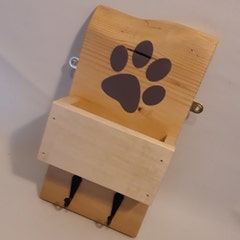 Handmade dog lead holder or dog walking station.