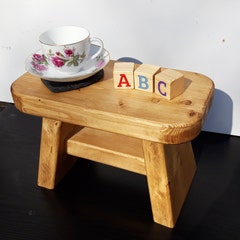 Handmade wooden step stool 15,milking stool,child's stool,chunky rustic .