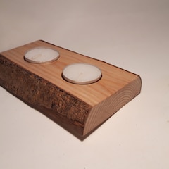 Rustic, log tealight holder handmade from Sycamore 1.