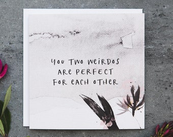 Funny engagement and wedding congratulations card for couples