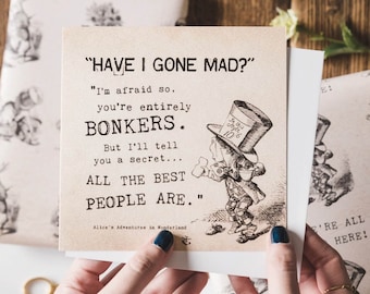 Funny Alice in Wonderland Card: Mad Hatter Bonkers Birthday Card