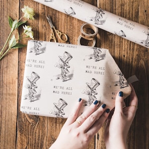 Alice in Wonderland Wrapping Paper - We're All Mad Here Mad Hatter Gift Wrap