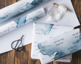 Watercolor Gift Wrap Set: 'Love You More' & 'You're My Person'