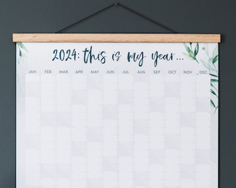 Planificador o calendario de pared botánico grande 2024: este es mi año