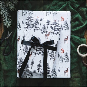 Woodland Christmas Wrapping Paper Set - Stag in Woods and Fox, Stag & Hare in Forest
