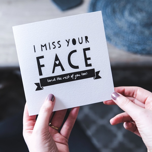 Ich vermisse Ihr Gesicht - miss You Karte - Langstrecken-Beziehungskarte - über die Meilen - Langstrecken-Freundschaft - Liebeskarte