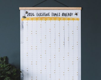 Bumble Bee Wall Planner - 2024 Wall Planner - Exciting Times Ahead - 2024 Calendar Planner - 2024 Year Planner - Yearly Planner