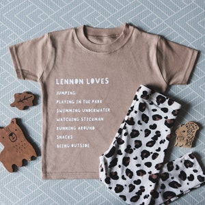 Children's Interests T-Shirt - Personalised Kids' Favourites - Birthday Gift - Toddler Tee