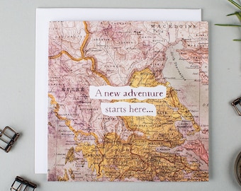 Neue Adventure Card: Vintage Map Glückwunschkarte