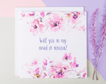 Maid Of Honor Proposal - Will You Be My Maid Of Honour Card - Floral Maid Of Honour Proposal Card - Be My Maid Of Honour - Chief Bridesmaid