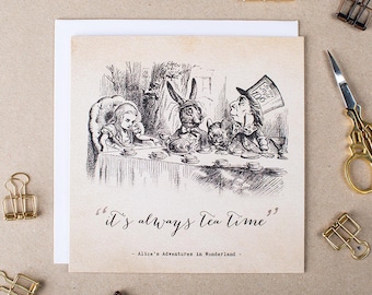 Mad Hatter Tea Party Card: Alice in Wonderland Quote