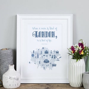 London Print - London Gift - London Quote - London Illustration - London Art Poster - London Map Print - London Poster - London Landmarks