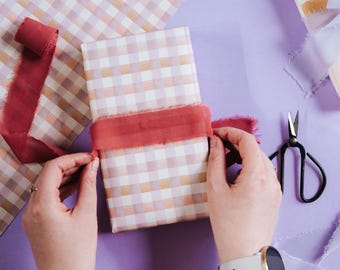 Pastel Gingham Wrapping Paper for Weddings, Birthdays and Christmas