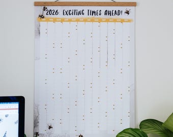2026 Bumble Bee Wall Planner: Watercolor Calendar 'Exciting Times'
