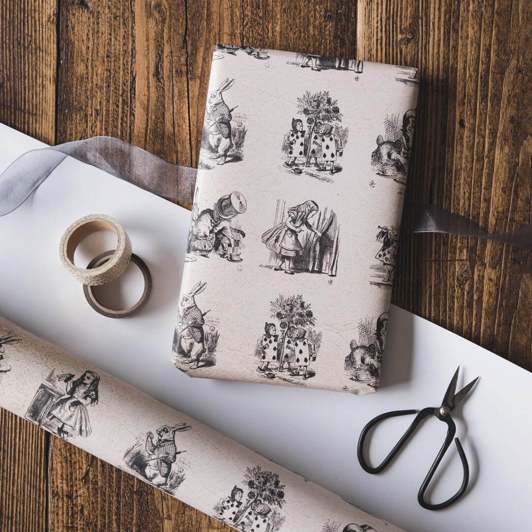 Alice in Wonderland Wrapping Paper We're All Mad Here Gift Wrap