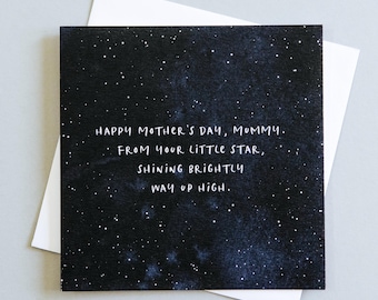 Bereaved Mother's Day Card: Little Star Heartfelt Sympathy Greeting