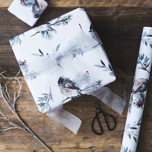 Robin Christmas Wrapping Paper Christmas Gift Wrap Rustic Christmas Wrap Watercolour Christmas Gift Wrap Luxury Xmas Wrapping Paper image 5