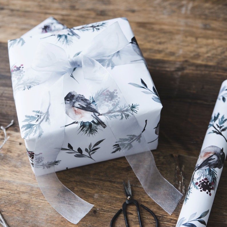 Robin Christmas Wrapping Paper Christmas Gift Wrap Rustic Etsy