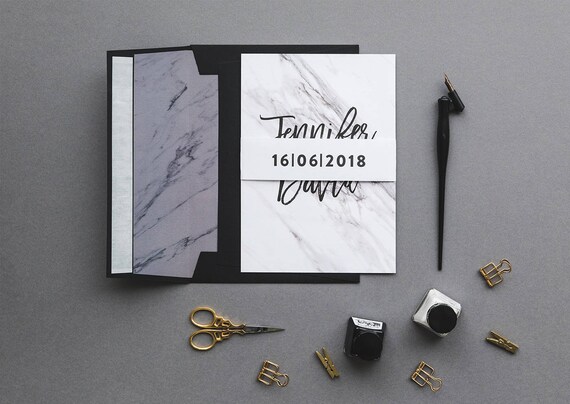 Marmur Zaproszenia ślubne Zaproszenie Wedding Set Marmur Etsy