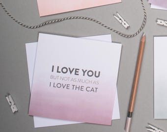 Funny Cat Lover Anniversary Card - “I Love You But Not As Much As The Cat”