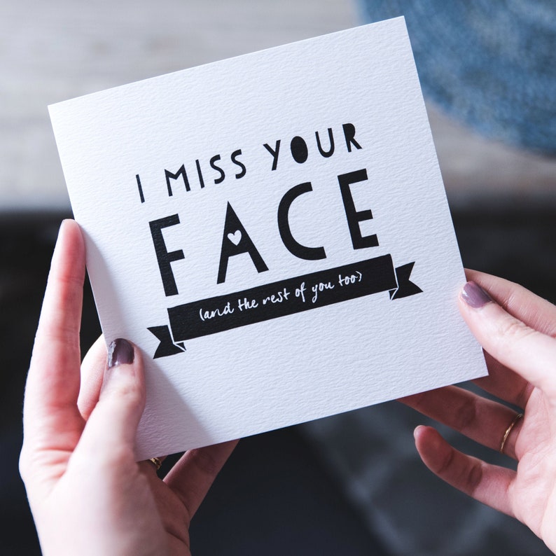 I Miss Your Face Miss You Card Long Distance Relationship Card Across The Miles Long Distance Friendship Love Card image 2